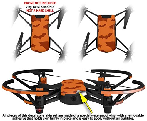 Skin Decal Wrap 2 Pack Compatible with DJI Ryze Tello Deathrock Bats Orange Drone NOT Included