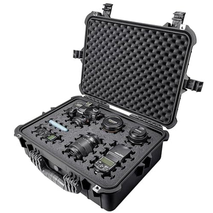 Eylar 20" Large Hard Case Equipped With Ragar Reconfigurable & Reusable XP Crosslinked Foam Insert, Waterproof, Shockproof For Equipment, Drones And Cameras (2 Ragar Layers) (Black)