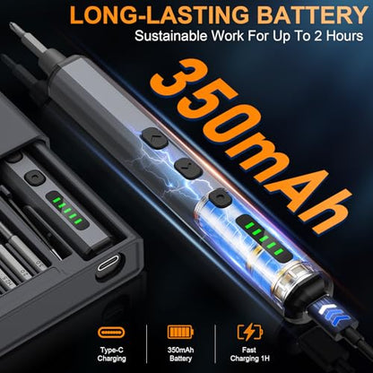 TanSon Mini Electric Screwdriver, 72 In 1 Small Precision Screwdriver Set - color: 72 Grey