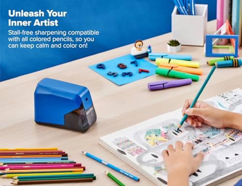 Bostitch Office Battery Pencil Sharpener, 4X Longer Cutter Life, Tip Saver Technology, Blue - color: Blue