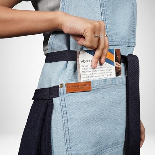 100% Cotton Printed Kitchen Apron with 2 Pockets for Men and Women – Adjustable Chef Apron - Machine Washable - color: Sky Blue