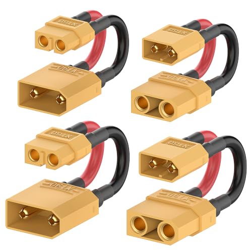12AWG XT90 to XT60 Adapter XT60 to XT90 Cable (4 Pack) - size: XT90-XT60