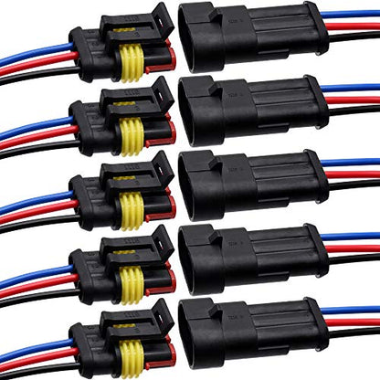 G 3 Pin Waterproof Connector 16AWG Electrical Male Female Wire Plugs - size: 3 PIN
