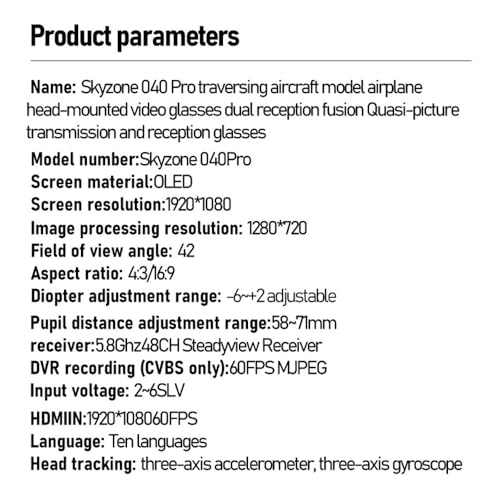 SKYZONE SKY04O Pro FPV Goggles Have a Stunning Miniature OLED Screen, immersive Flight Experience, high-Definition Video Transmission, Adjustable Diopter, Drone Goggles Have Real Scenes