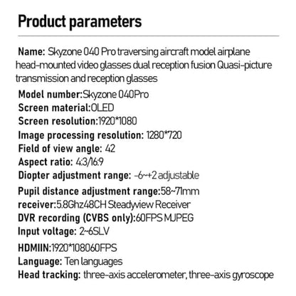 SKYZONE SKY04O Pro FPV Goggles Have a Stunning Miniature OLED Screen, immersive Flight Experience, high-Definition Video Transmission, Adjustable Diopter, Drone Goggles Have Real Scenes