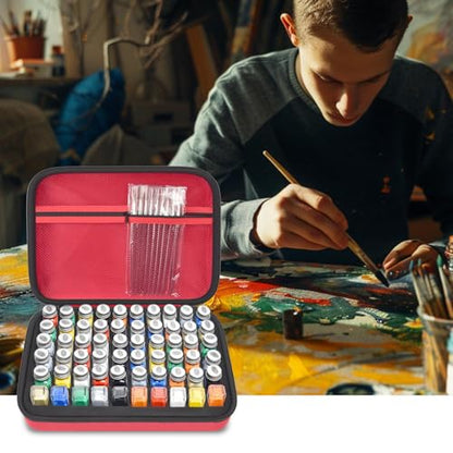 Model Paint Storage Case for Testors, Holds 60 Bottles, Paints Not Included - color: Red