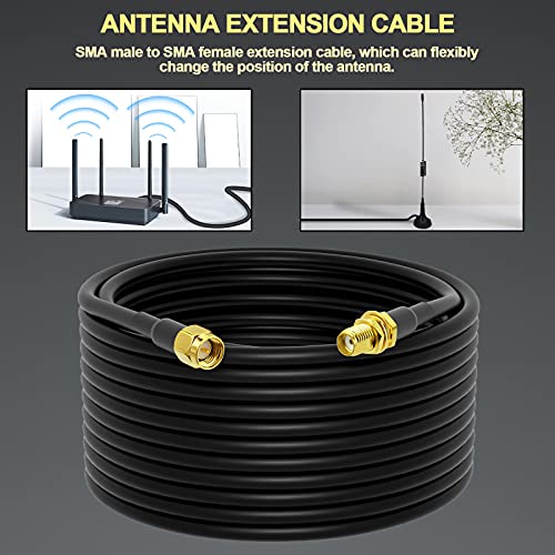 onelinkmore 49ft RG58 SMA Extension Cable, Male to Female, 50 Ohm Copper - size: 49FT