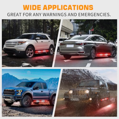 XRIDONSEN 2X 60 inch Running Board Emergency Lights 720 LED Strobe Lights - color: Red/White
