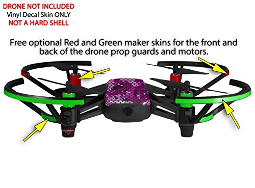 Skin Decal Wrap 2 Pack Compatible with DJI Ryze Tello HEX Mesh Camo 01 Pink Drone NOT Included
