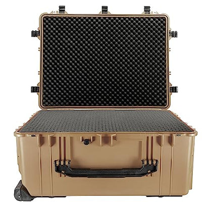 Eylar 31.5" X-Large Protective Roller Hard Case for Cameras, Drones, Tools, and AV Equipment with IP67 Waterproof, Shock Resistant, and Customizable Foam Inserts (Tan FDE) - color: Tan