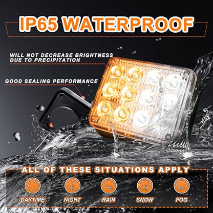 2PCS Rechargeable Flashing Lights, Magnetic Strobe Hazard Lights - color: Amber&White