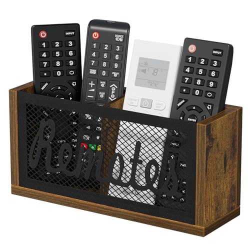 YINMIT Remote Control Holder,2-Slot TV Remote Caddy,Wall Mount and Tabletop - color: Rustic Brown - Style A, size: Small