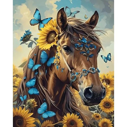 askkqtx Horse Paint by Numbers Kit for Adults Unframed 16x20 Inch - color: Flowers- MT22409