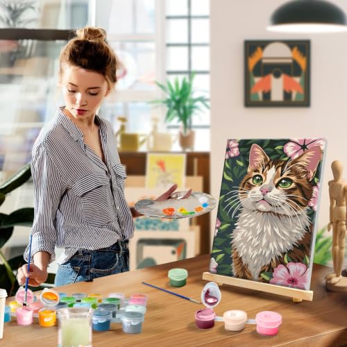 YOYA Framed Paint by Numbers Kit for Adults - Cat Paint by Number - color: Cat 035