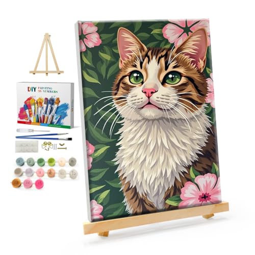YOYA Framed Paint by Numbers Kit for Adults - Cat Paint by Number - color: Cat 035