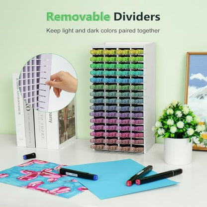SANFURNEY Art Marker Storage Rack for 120 Markers - size: Rack for 120 Markers - White