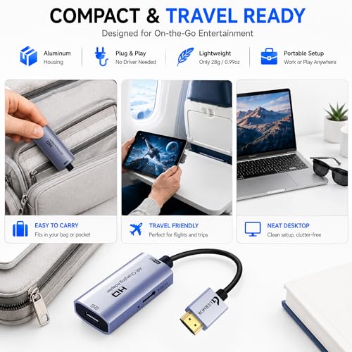 Guermok HDMI to USB C Video Display Adapter, 4.9ft AR Glasses Hub, 4K@60Hz - color: Silver, size: 4.9FT