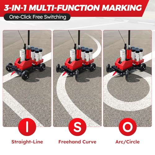 zozen Parking Lot Striping Machine, 3-in-1 Heavy Duty Line Striping Machine