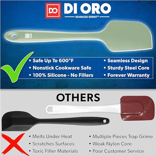 DI ORO Large Silicone Spatula - 600F Heat Resistant, Sage - color: Sage