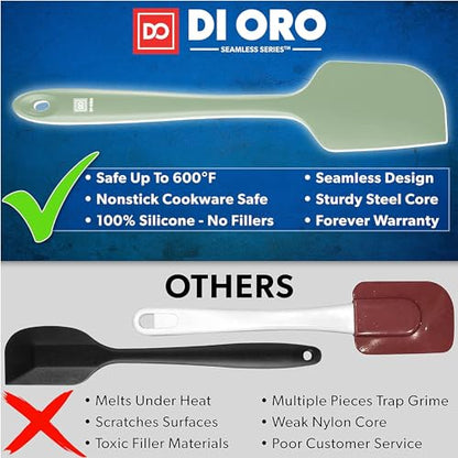 DI ORO Large Silicone Spatula - 600F Heat Resistant, Sage - color: Sage