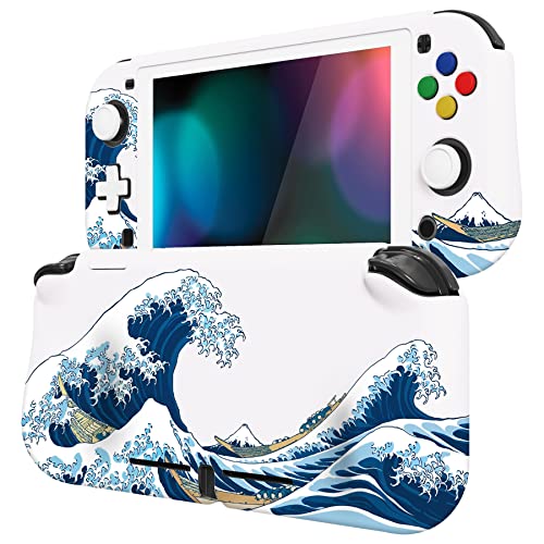 PlayVital ZealProtect Protective Case for Nintendo Switch Lite, Hard Shell Ergonomic Grip Cover for Nintendo Switch Lite w/Screen Protector & Thumb Grips & Button Caps - The Great Wave off Kanagawa - color: The Great Wave off Kanagawa