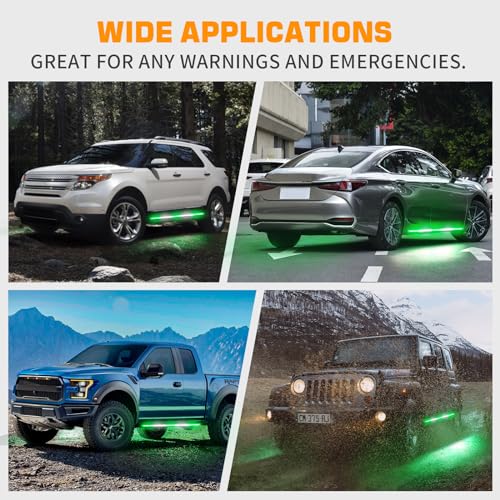 XRIDONSEN 2X 60 inch Running Board Emergency Lights 720 LED Strobe Lights - color: Green/White