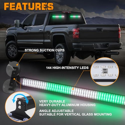 XRIDONSEN 2X 17.7 inch Windshield Light Bar 144 LED Strobe Lights - color: Greed/White