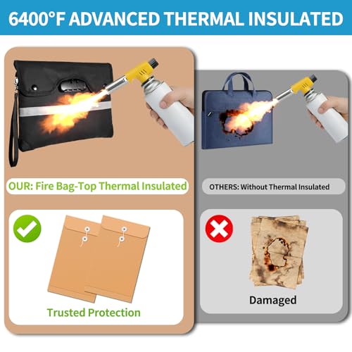 HOMELYLIFE Fireproof Document Money Bag, Waterproof Zipper Pouch with Lock