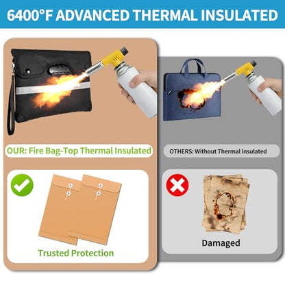 HOMELYLIFE Fireproof Document Money Bag, Waterproof Zipper Pouch with Lock