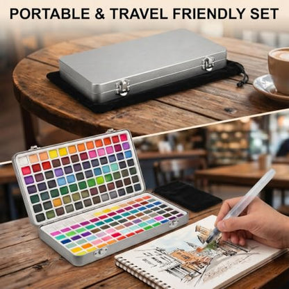 Smallbudi All in One Watercolor Paint Set 168 Colors with Portable Box