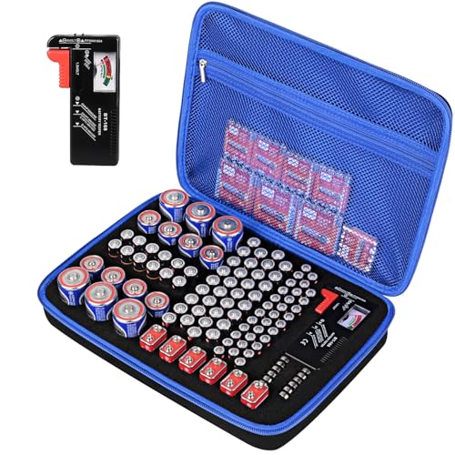 Battery Organize Storage Case with Tester,111 Slot for AAA AA C D 9V Button