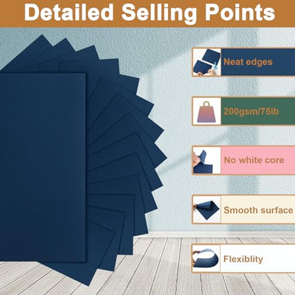 Silunkia 40 Sheets Navy Blue Cardstock 8.5 x 11 Crafts Paper 75lb - color: Navy Blue