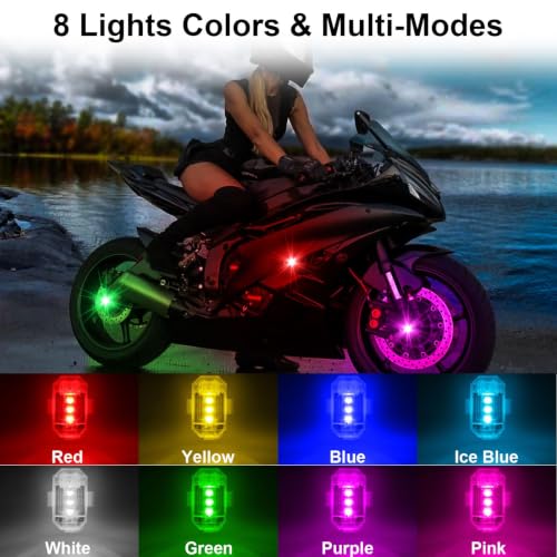 4PCS USB Rechargeable Wireless LED Strobe Lights for Car Drone Bike