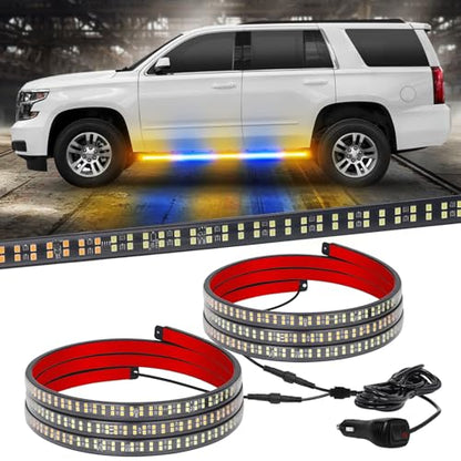 XRIDONSEN 2PCS 60 inch Running Board Lights Truck Strobe Lights - color: Amber/Blue