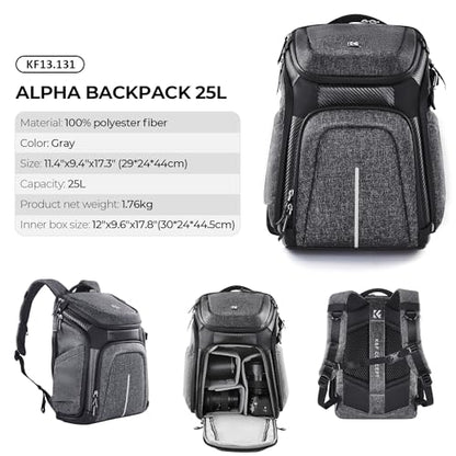 K&F CONCEPT Camera Backpack, Photography DSLR Camera Bag - color: 03-black