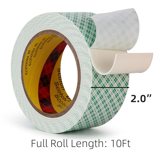 3M Double Sided Foam Tape 2.0"×10Ft 1 Pack White Heavy Duty - size: 2" x 10Ft