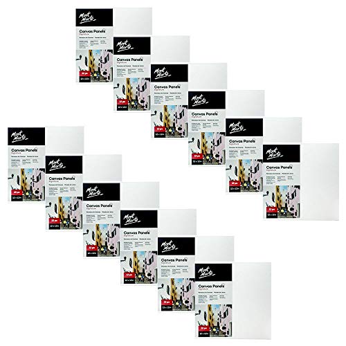 Mont Marte Canvas Panel (pack of 12), 12 X 12 inches, Canvas Panel Great for Students to Professional Artists