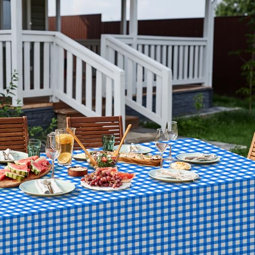 3Pcs Blue Gingham Tablecloths, Checkered Party Table Covers 54x108 In - color: Blue