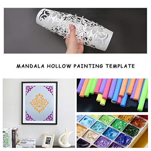 9 Pcs Mandala Stencils, 12x12 Inch Reusable Painting Template for DIY Craft - style: Large Mandala Stencils