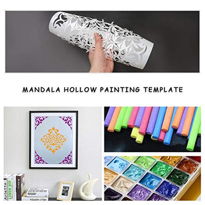 9 Pcs Mandala Stencils, 12x12 Inch Reusable Painting Template for DIY Craft - style: Large Mandala Stencils