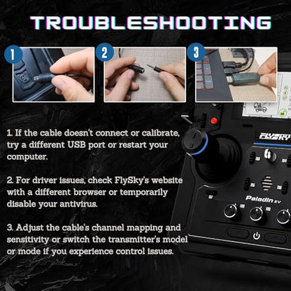 Flysky SM100 USB RC Airplane Drone Flight Simulator Adapter Cable 2.4G for FS-i6 FS-i10 FS-i6 FS-i4 FS-T6 FS-CT68 FS-T4B FS-GT3 TH9X GT2 Remote Controller Transmitter to Computer Simulator Software
