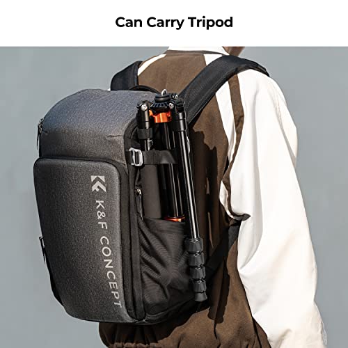 K&F CONCEPT Camera Backpack, 22L Expandable Camera Bag with Rain Cover - color: Black-Grey