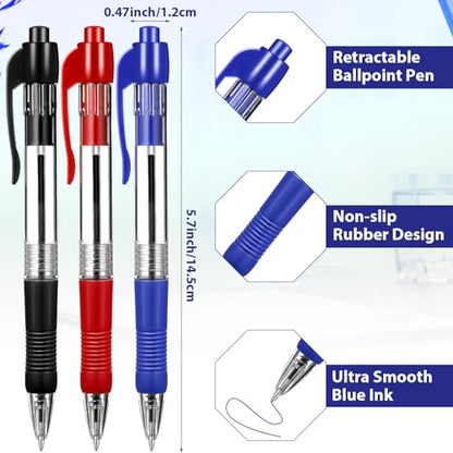Fainne 200 Pack 1.0 mm Retractable Ballpoint Pen Bulk, Black, Blue, Red Ink - color: Black Ink, Blue Ink, Red Ink