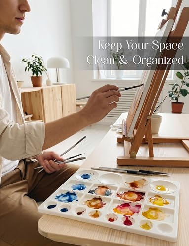 DUGATO 20-Well Plastic Paint Palette, 2-Pack Mixing Tray, 10 x 13 in - color: Rectangular - 20 Wells