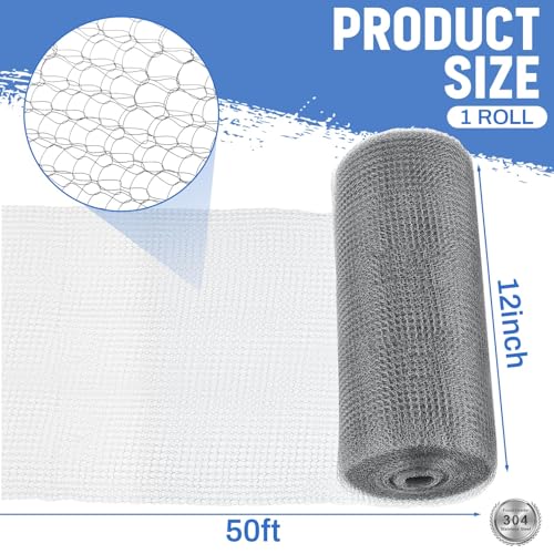 12 Inch X 50 ft Stainless Steel Mesh Rodent Control for Slugs - size: 12 Inch x 50 ft