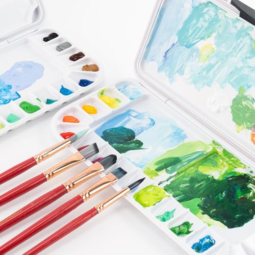 Transon Watercolor Palette Folding with Lid 18wells 2 Mixing Areas and 1 Large Mixing Tray Also for Gouache Acrylic Paint Palette Navy Blue - color: Navy Blue