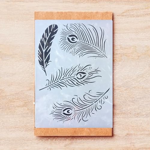 TIAMECH A4 Reusable Bird Peacock Feather Stencil for Painting - style: Peacock Feather