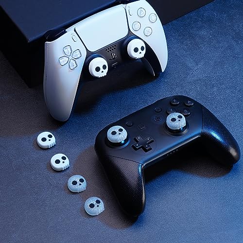 JINGDU Halloween Thumb Grip Caps for PS5/PS4, Switch Pro, Xbox Series X/S - Silicone Joystick Caps Cover, Game Controller Accessories, 4PCS Skull