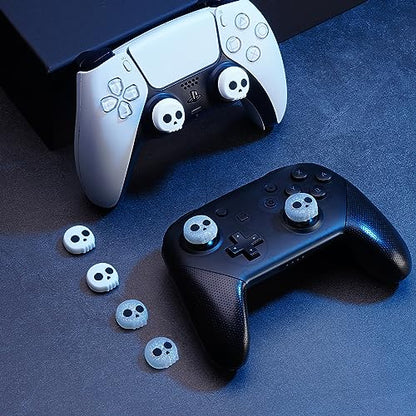 JINGDU Halloween Thumb Grip Caps for PS5/PS4, Switch Pro, Xbox Series X/S - Silicone Joystick Caps Cover, Game Controller Accessories, 4PCS Skull