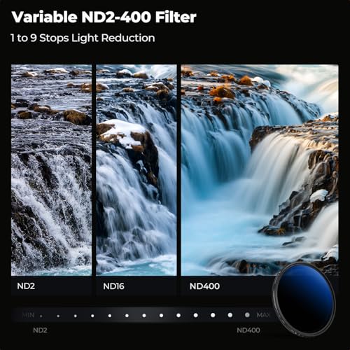 K&F CONCEPT 77mm Variable ND Lens Filter ND2-ND400 (1-9 Stops) Ultra Slim - size: 77mm